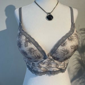 Gray floral bra Size 36C